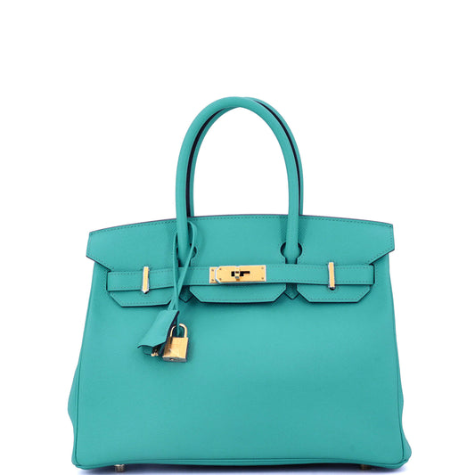 Birkin Handbag Bleu Paon Epsom with Gold Hardware 30