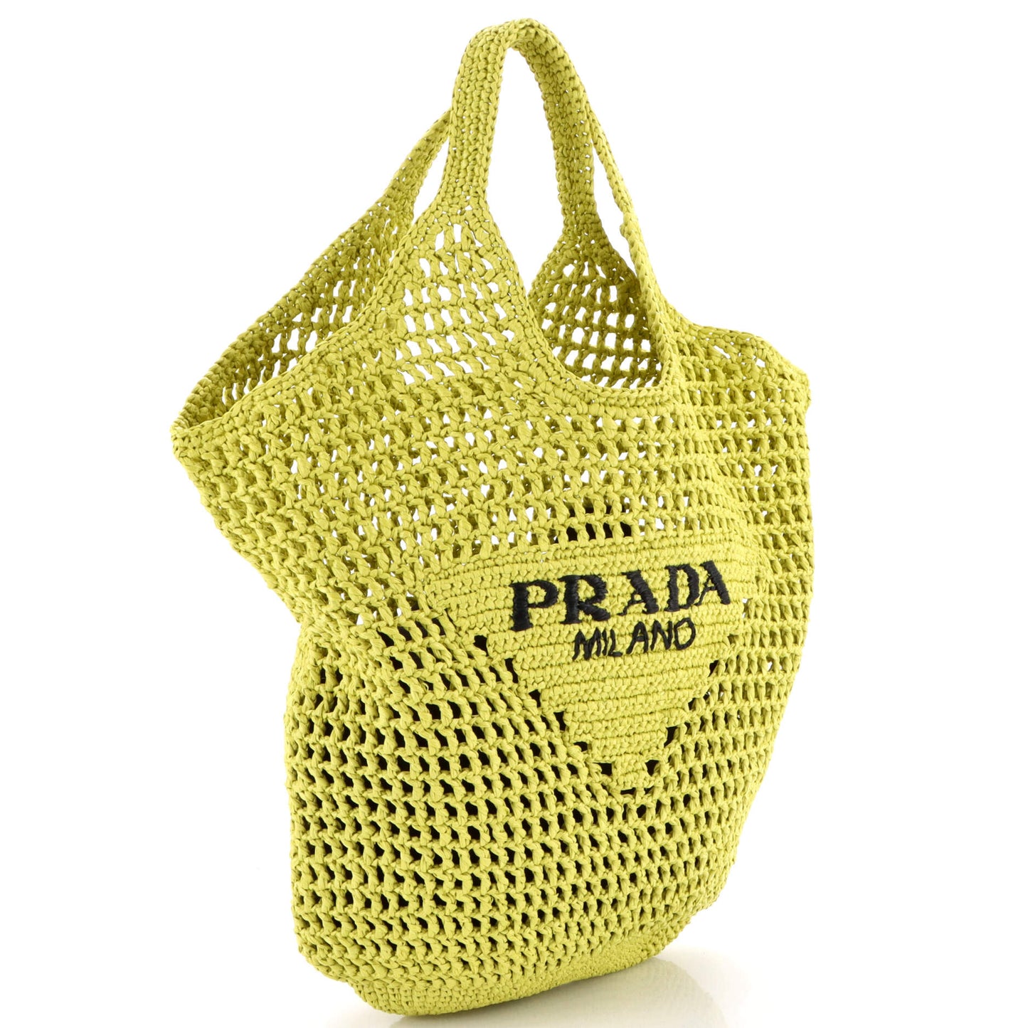 Triangle Logo Bucket Tote Raffia Small