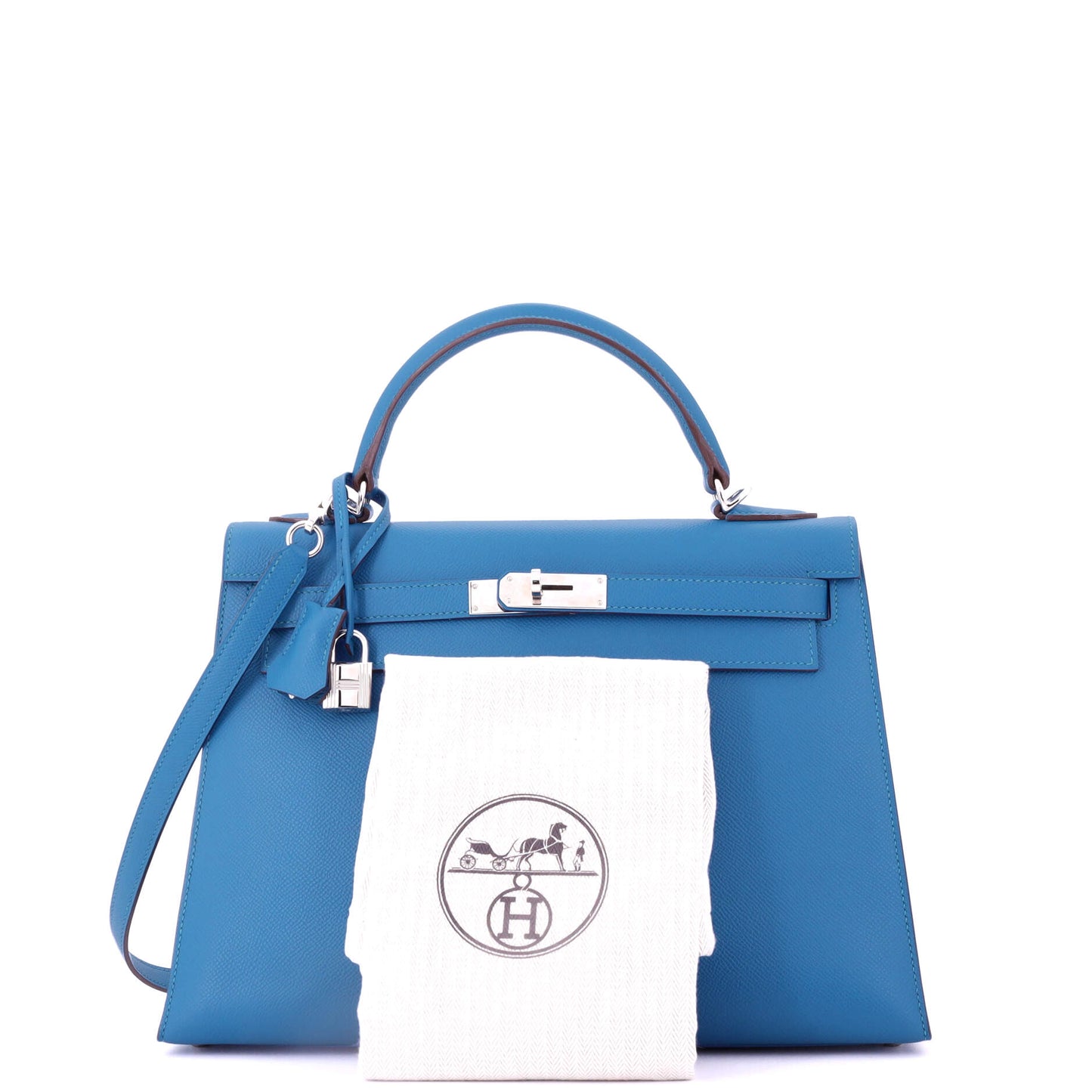 Kelly Handbag Mykonos Epsom with Palladium Hardware 32