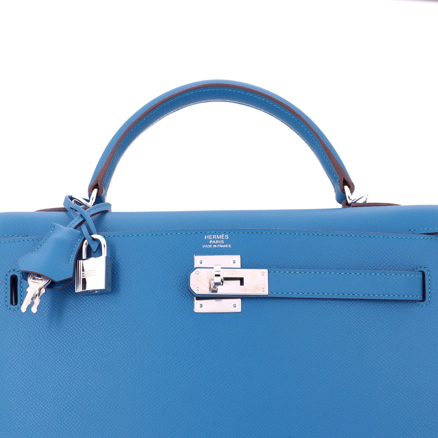 Kelly Handbag Mykonos Epsom with Palladium Hardware 32