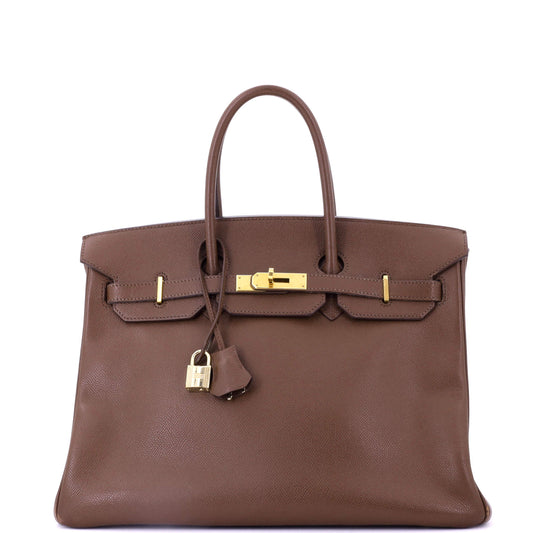Birkin Handbag Marron Foncé Epsom with Gold Hardware 35