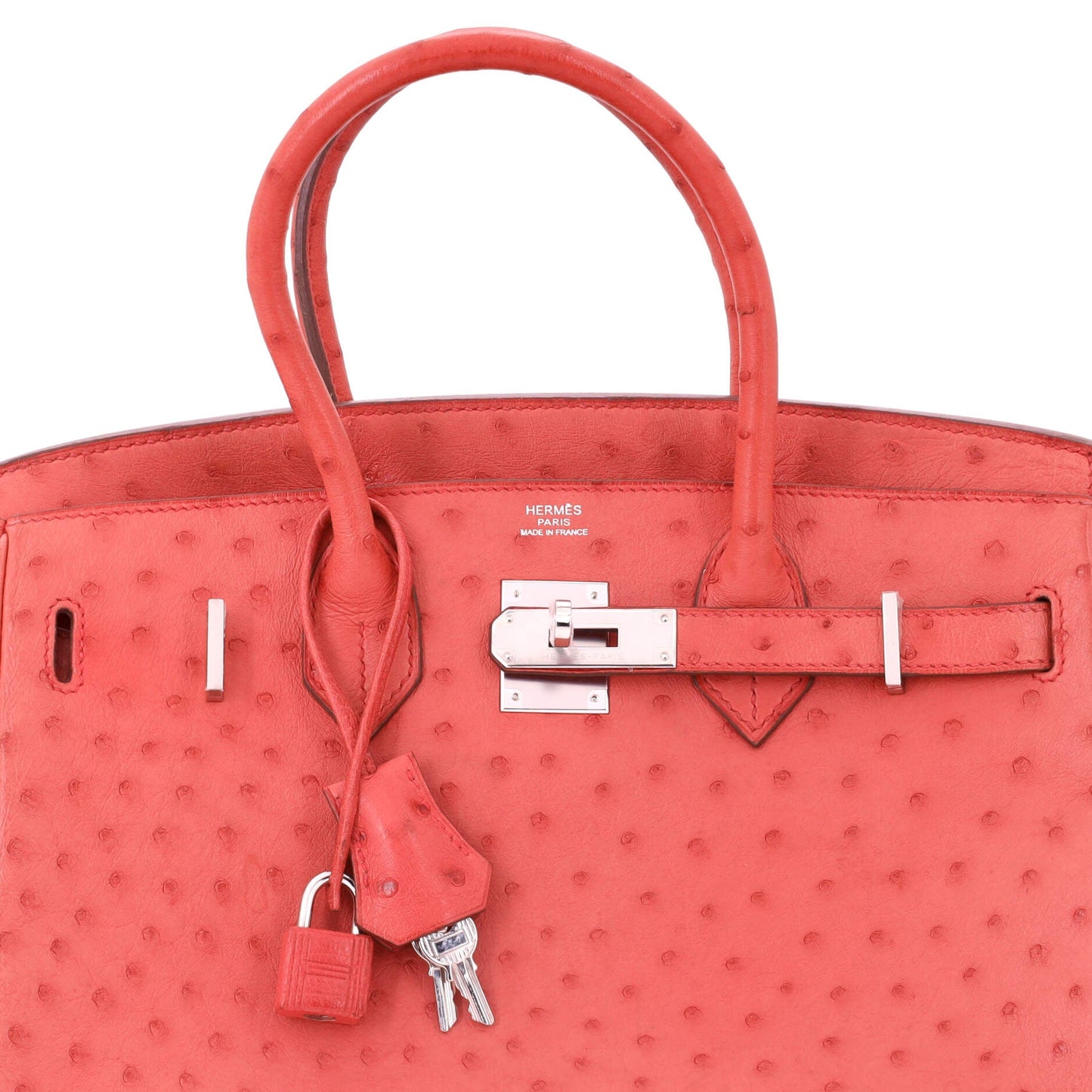 Birkin Handbag Bougainvillea Ostrich with Palladium Hardware 30