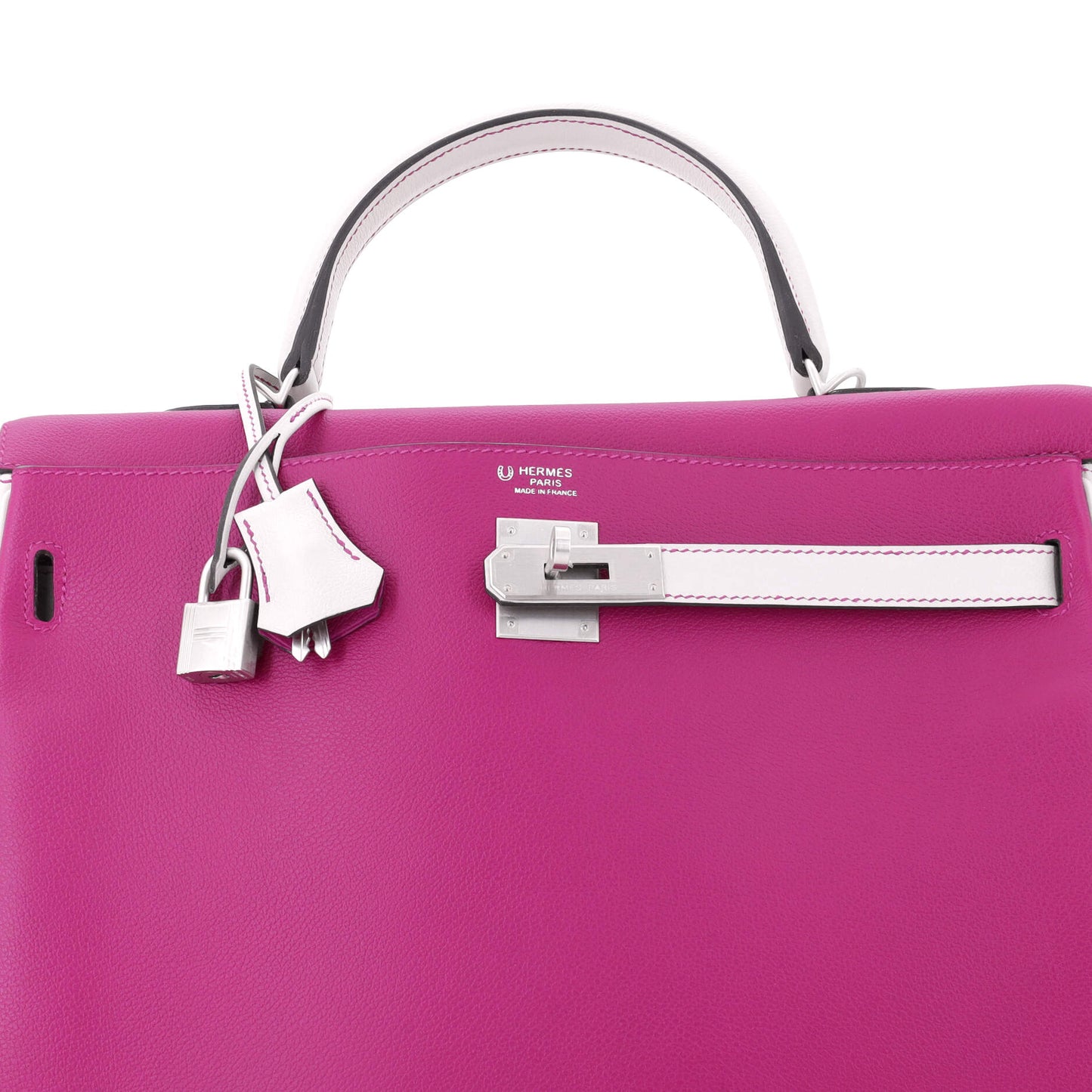 Kelly Handbag Bicolor Evercolor with Brushed Palladium Hardware 35
