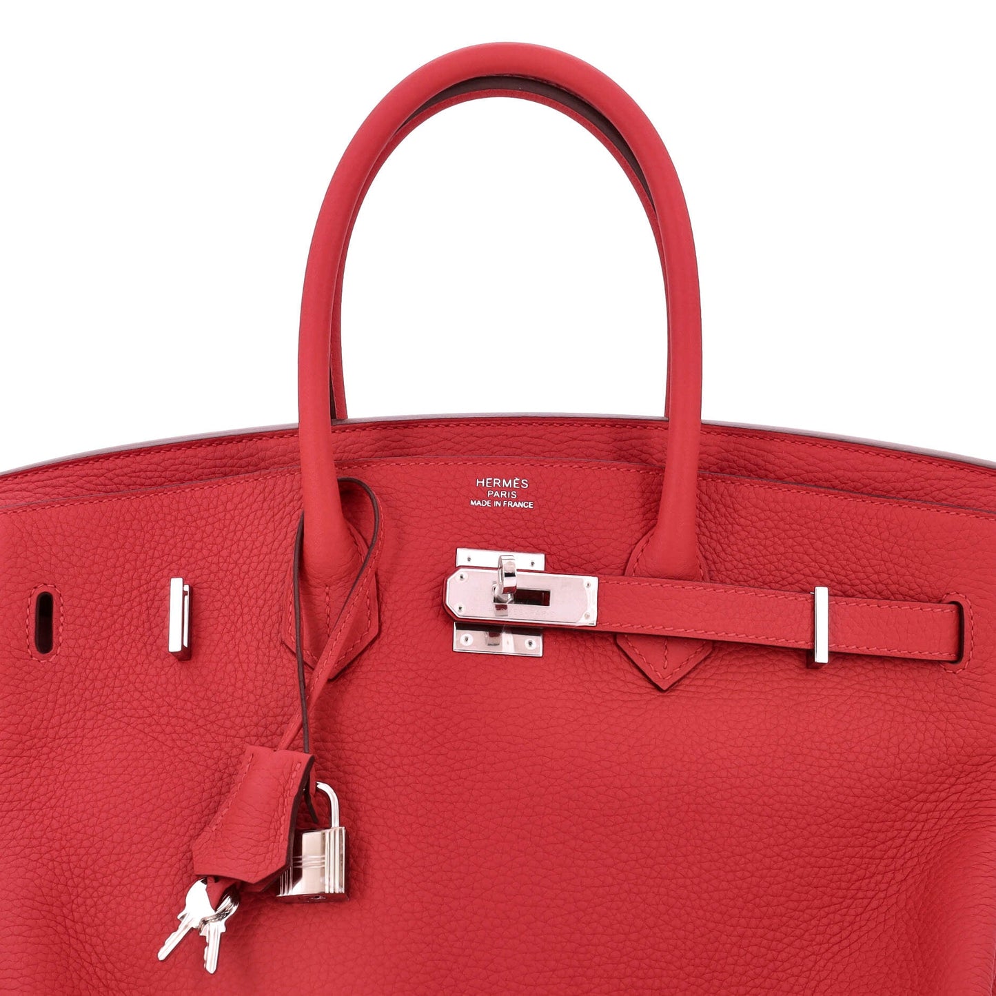 Birkin Handbag Rouge Casaque Clemence with Palladium Hardware 35