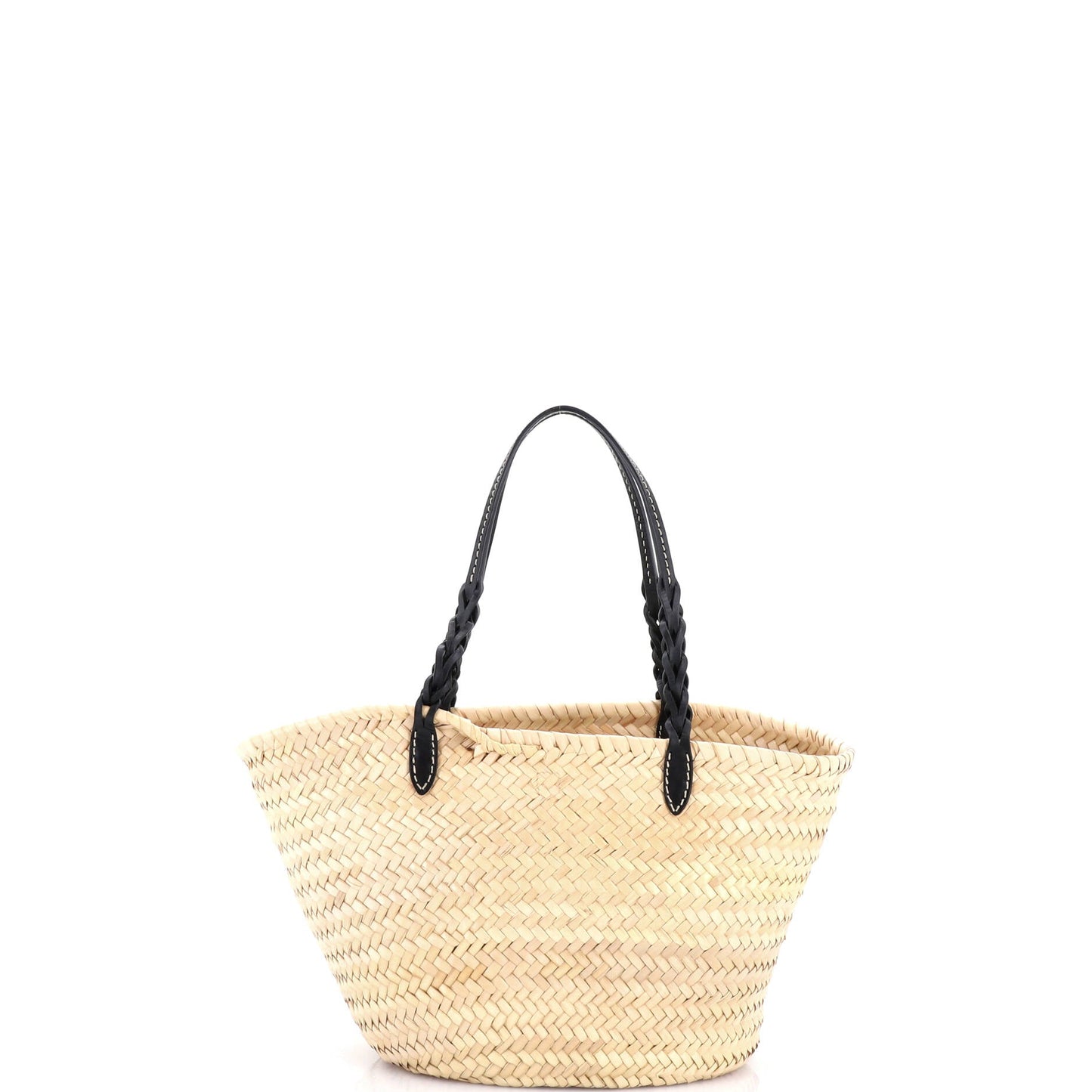 Basket Tote Raffia with Leather Small