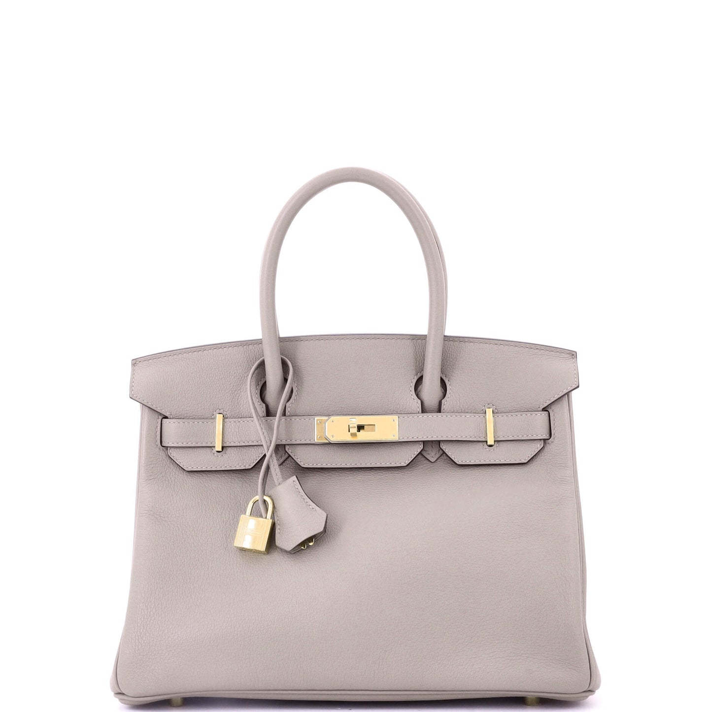 Birkin Handbag Grey Novillo with Gold Hardware 30