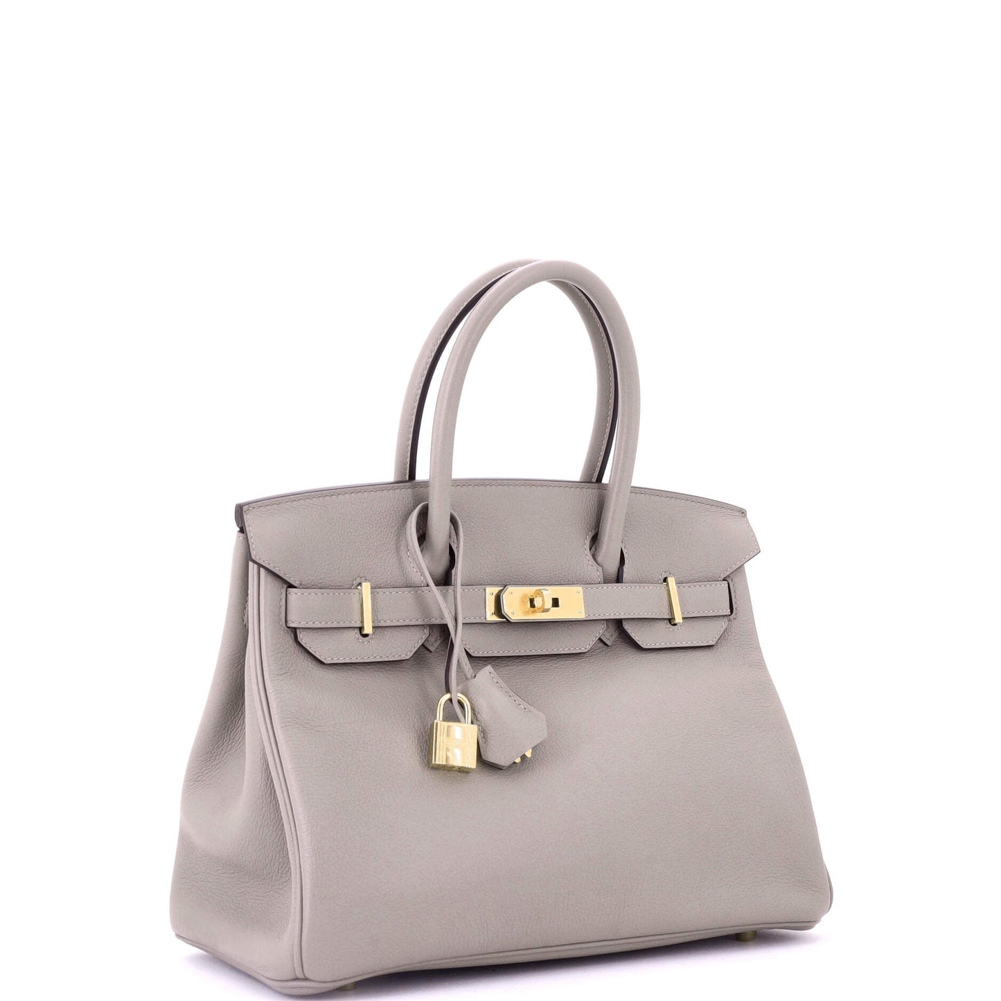 Birkin Handbag Grey Novillo with Gold Hardware 30