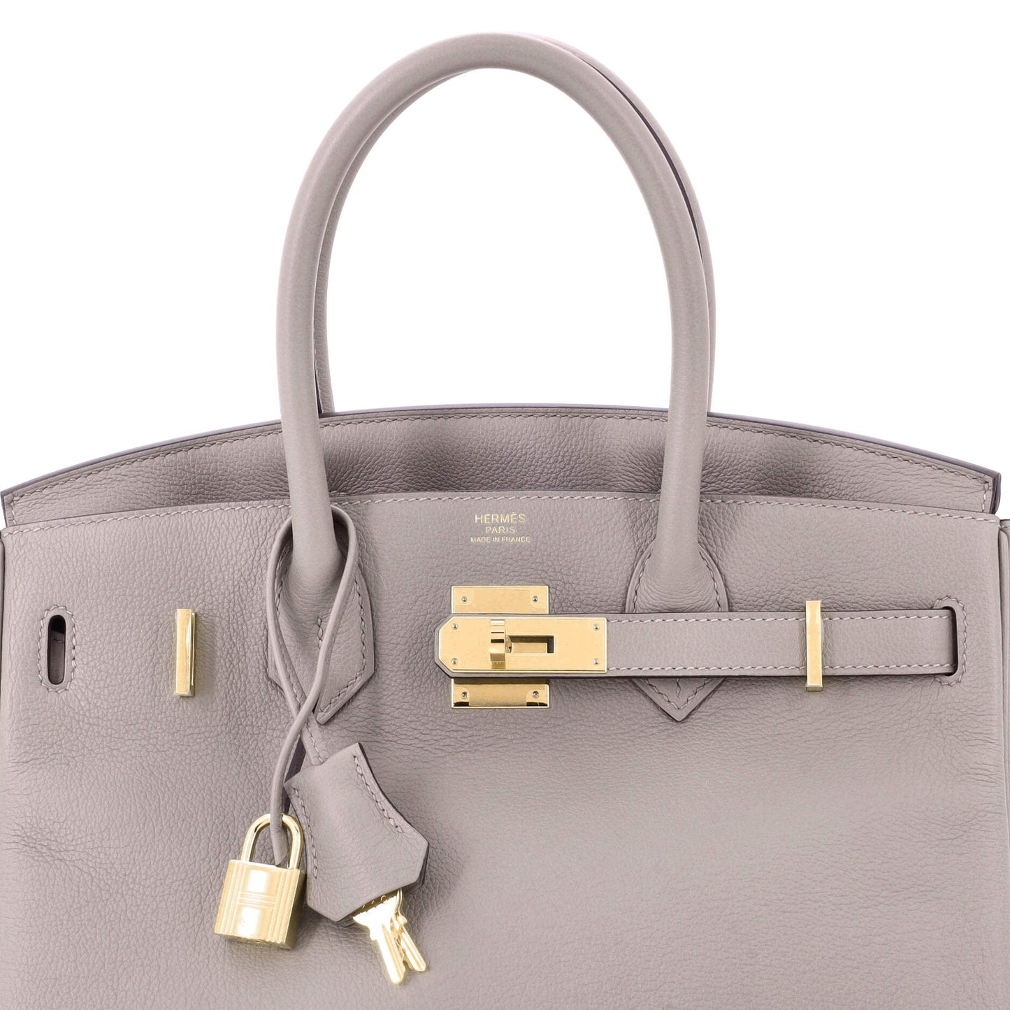 Birkin Handbag Grey Novillo with Gold Hardware 30