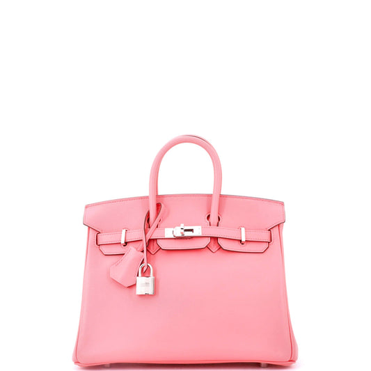 Birkin Handbag Rose Azalée Swift with Palladium Hardware 25