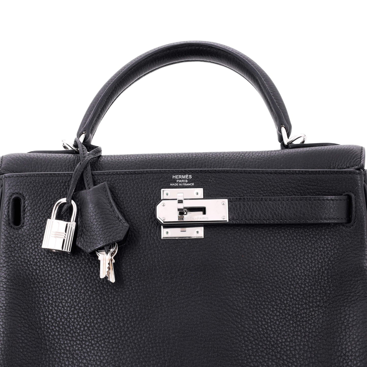 Kelly Handbag Noir Togo with Palladium Hardware 28