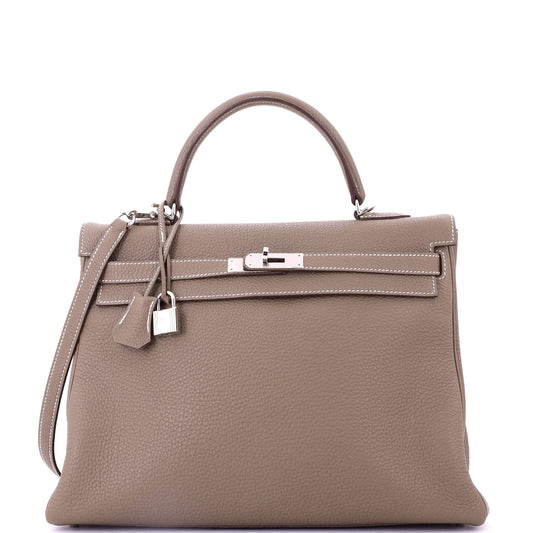 Kelly Handbag Grey Togo with Palladium Hardware 35