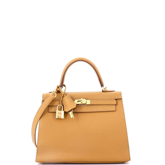 Kelly Handbag Sesame Epsom with Gold Hardware 25