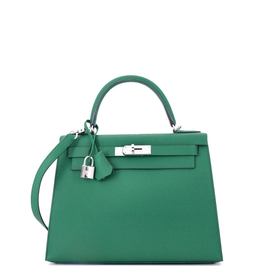 Kelly Handbag Vert Vertigo Epsom with Palladium Hardware 28