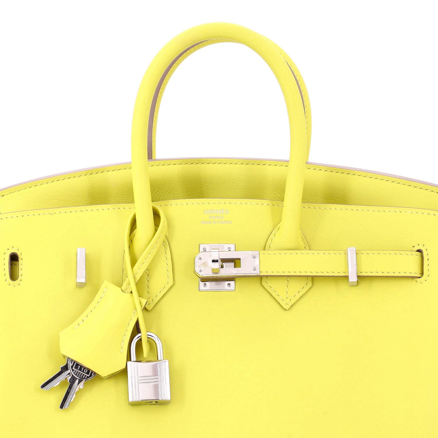 Birkin Handbag Lime Swift with Palladium Hardware 25