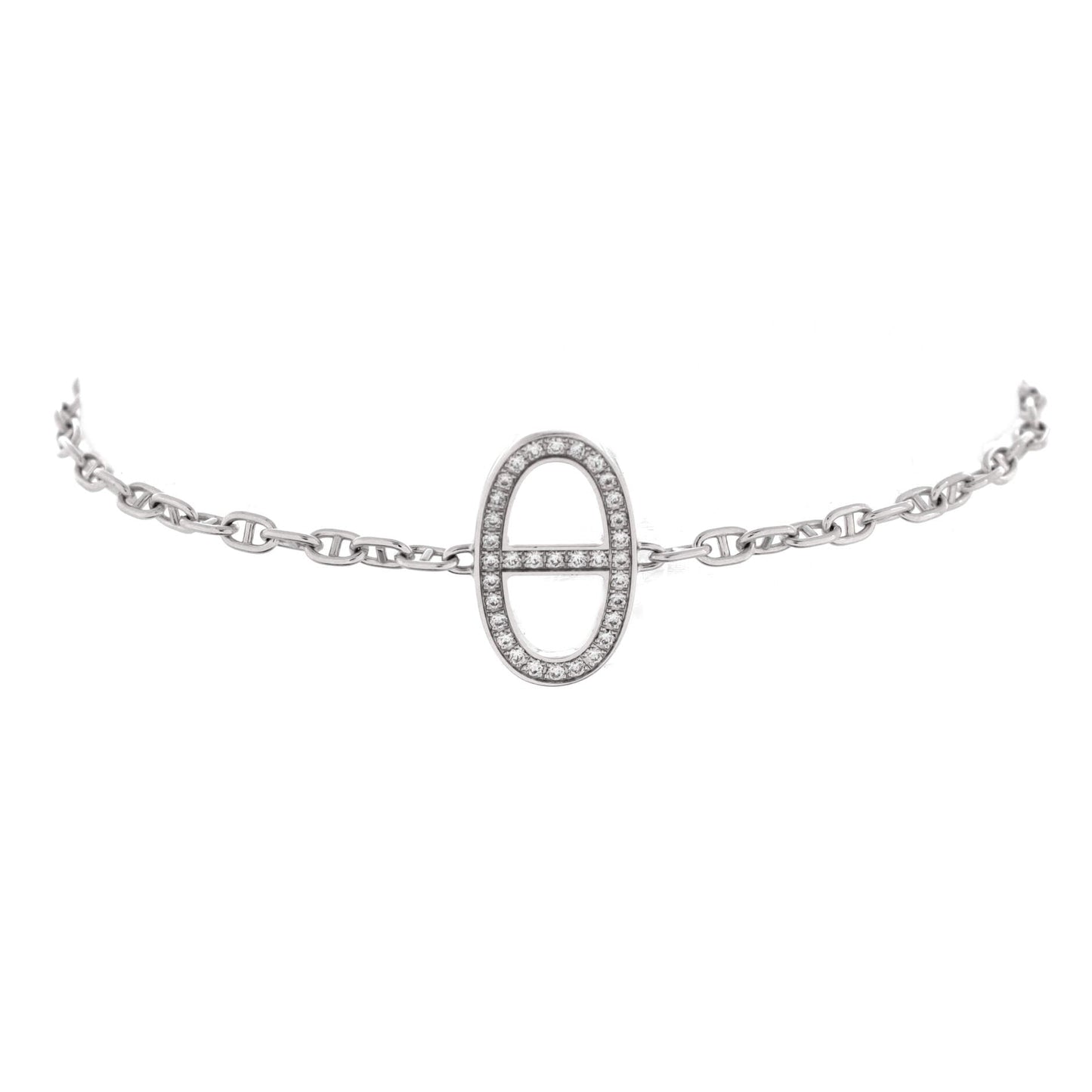 Chaine d'Ancre Contour Bracelet 18K White Gold with Diamonds