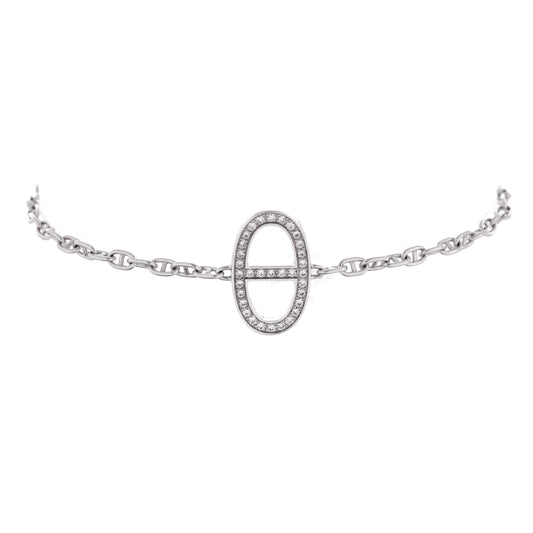 Chaine d'Ancre Contour Bracelet 18K White Gold with Diamonds