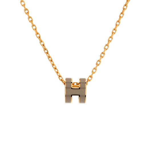 Pop H Pendant Chain Necklace Metal and Enamel Mini
