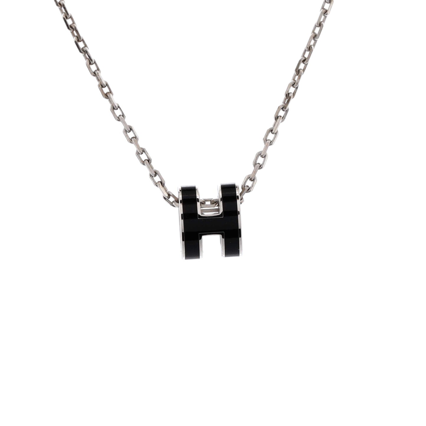 Pop H Pendant Chain Necklace Metal and Enamel Mini