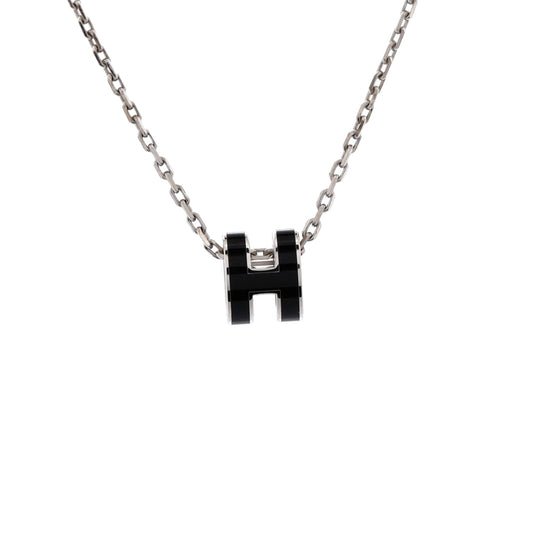 Pop H Pendant Chain Necklace Metal and Enamel Mini