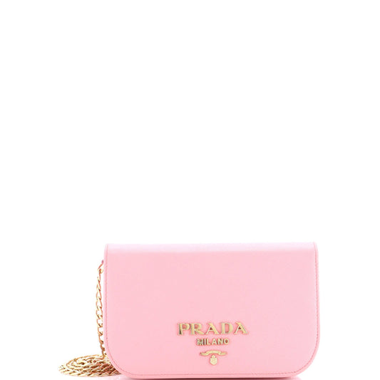 Convertible Flap Clutch Saffiano Leather Small