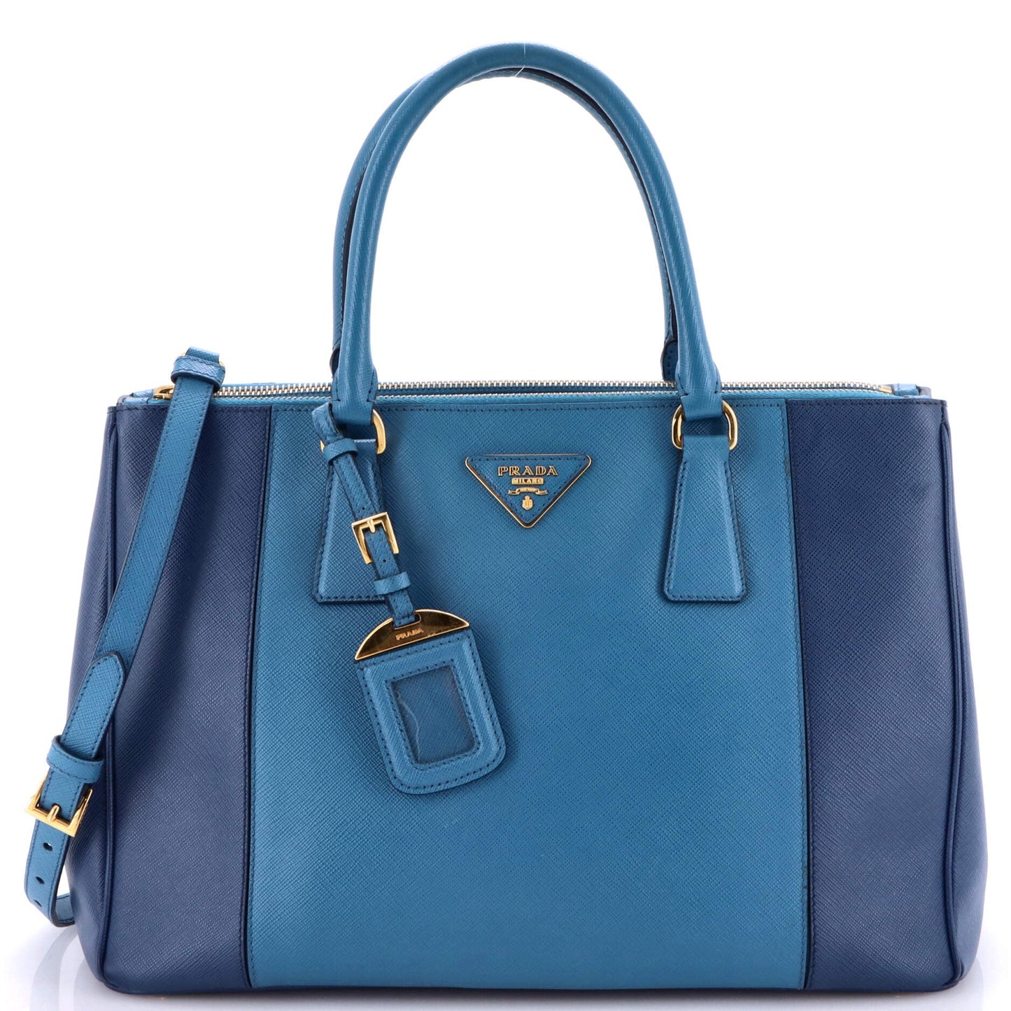 Bicolor Double Zip Lux Tote Saffiano Leather Medium