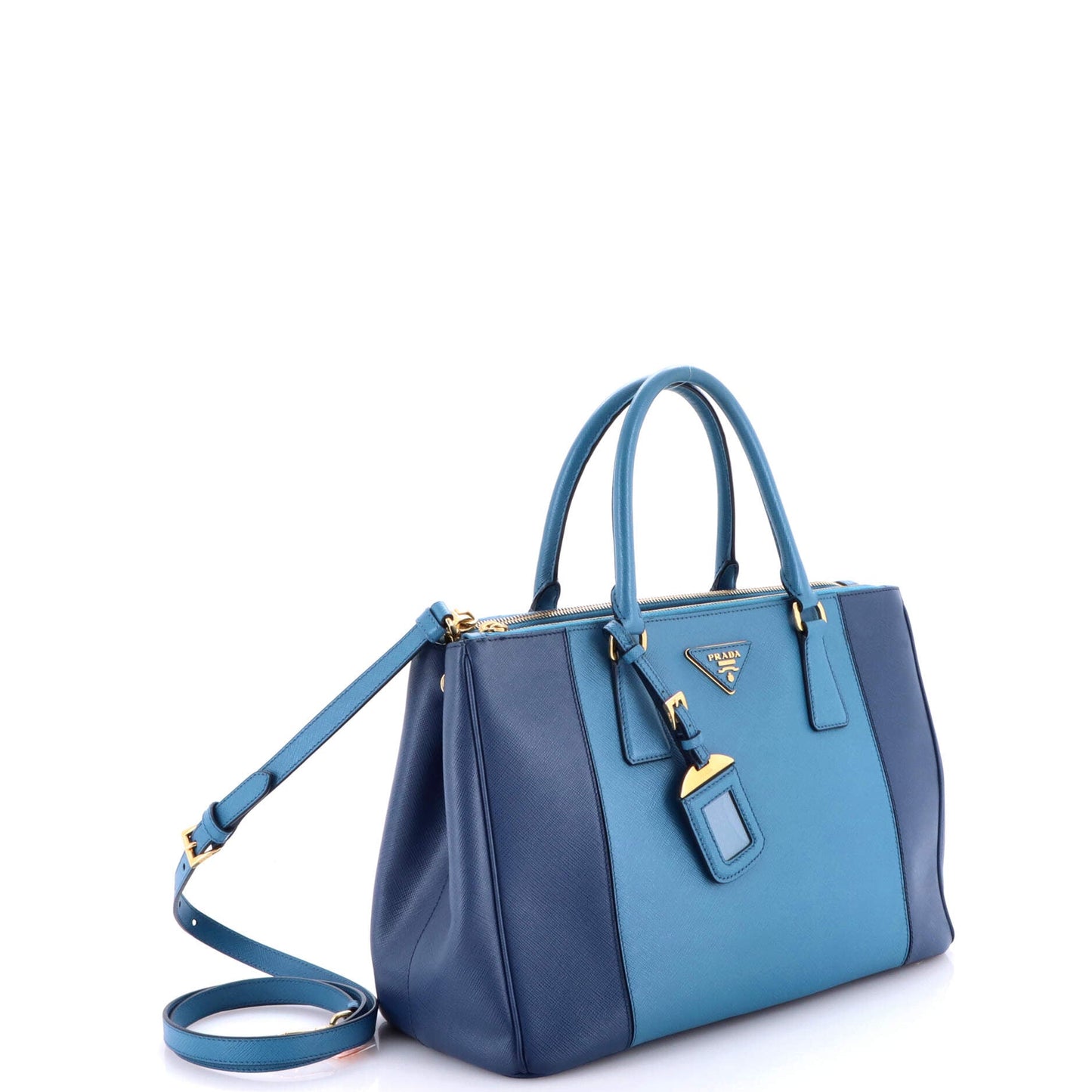 Bicolor Double Zip Lux Tote Saffiano Leather Medium