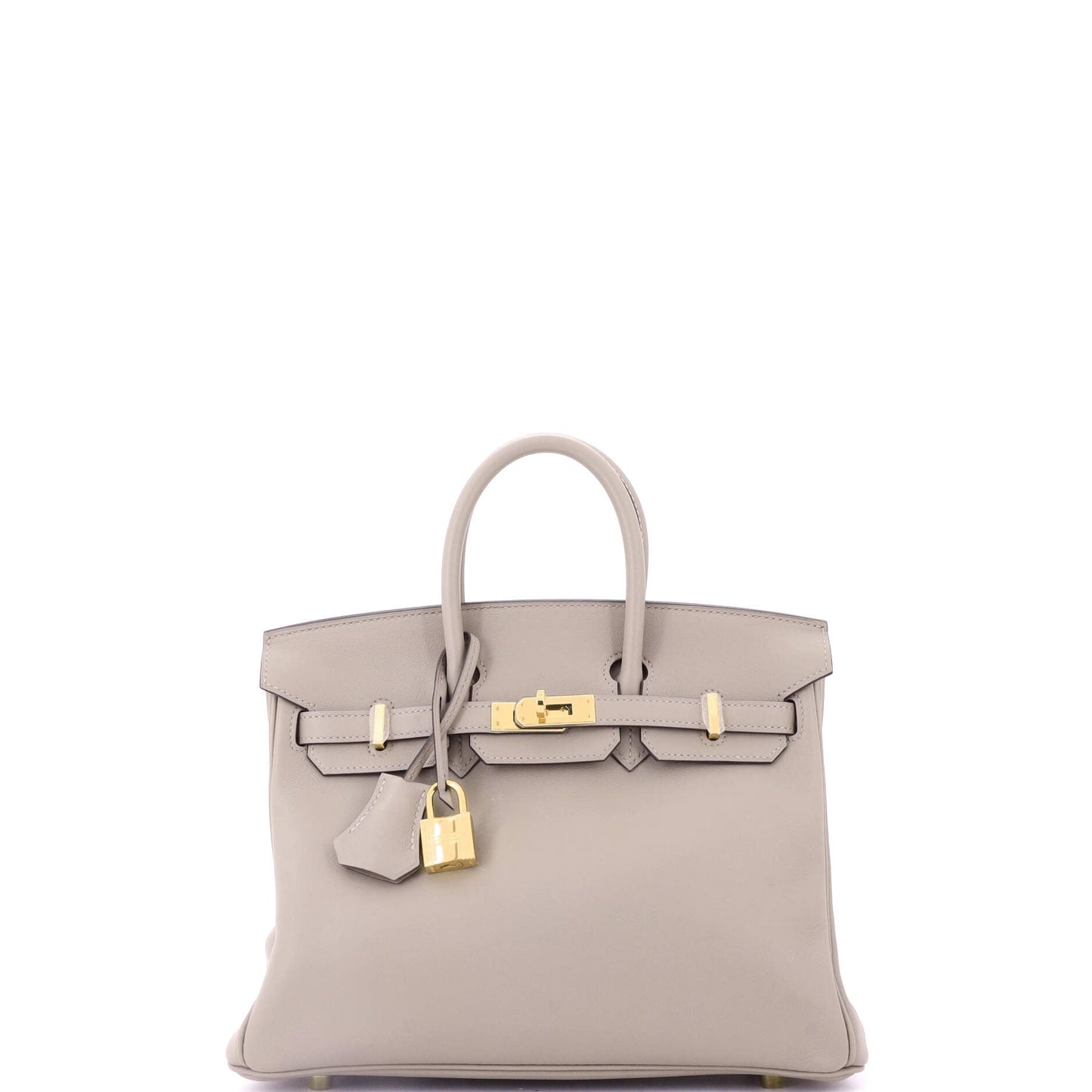 Birkin Handbag Grey Swift with Gold Hardware 25
