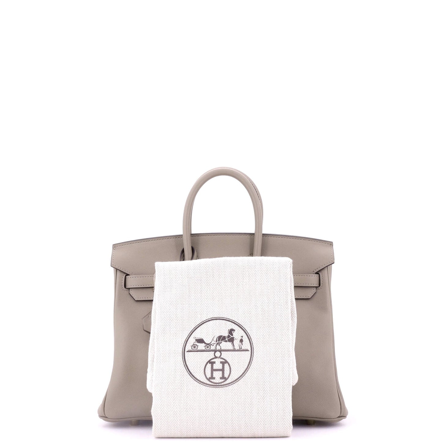 Birkin Handbag Grey Swift with Gold Hardware 25