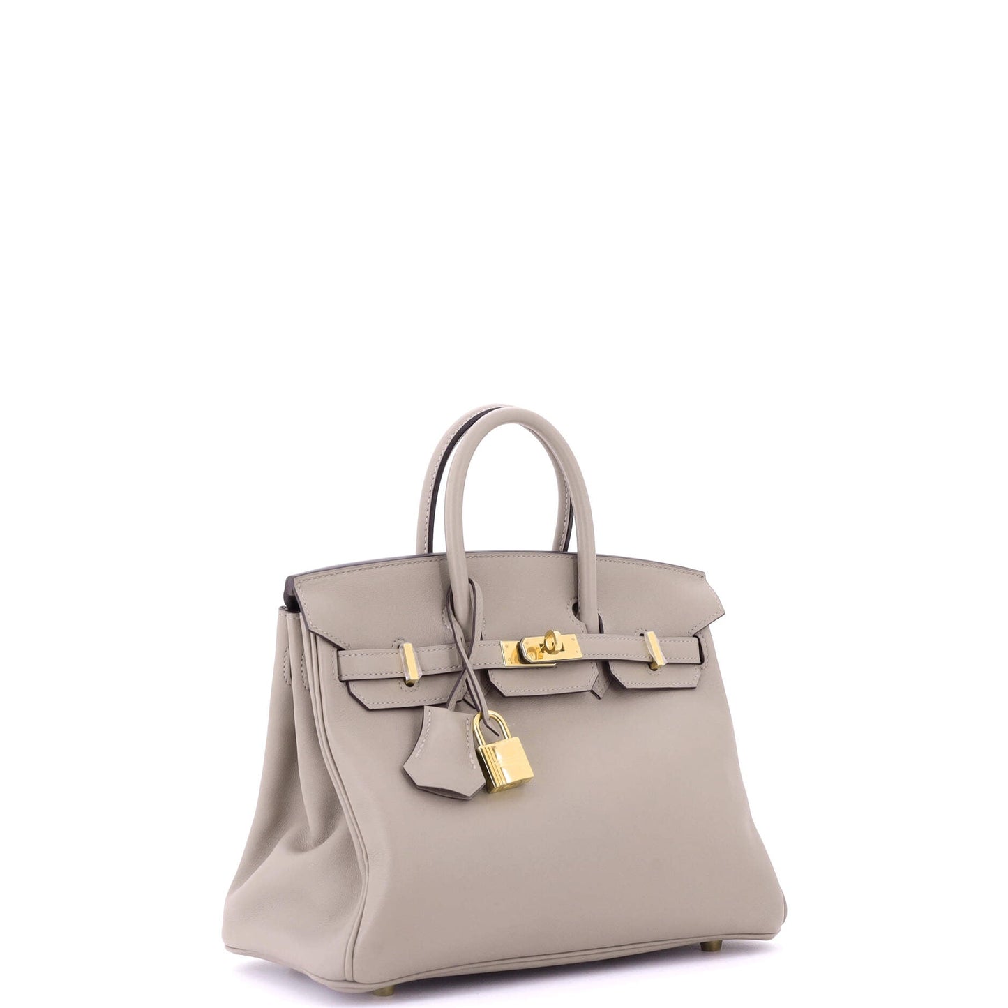 Birkin Handbag Grey Swift with Gold Hardware 25