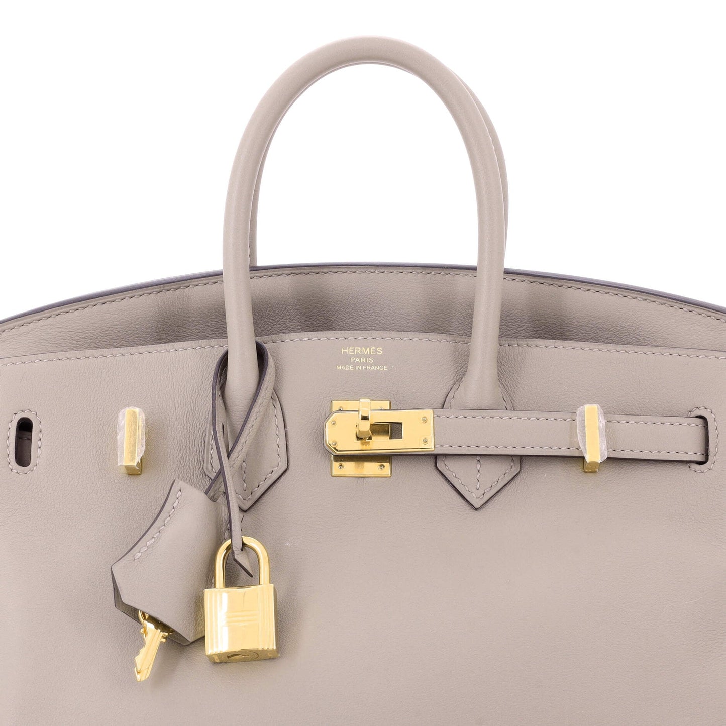 Birkin Handbag Grey Swift with Gold Hardware 25