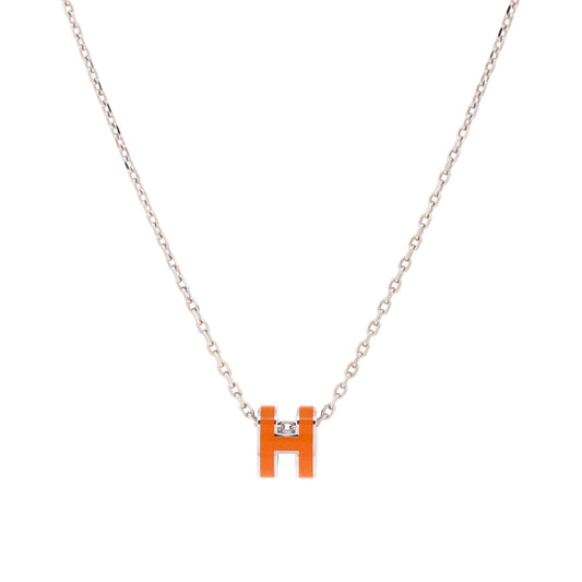Pop H Pendant Chain Necklace Metal and Enamel Mini