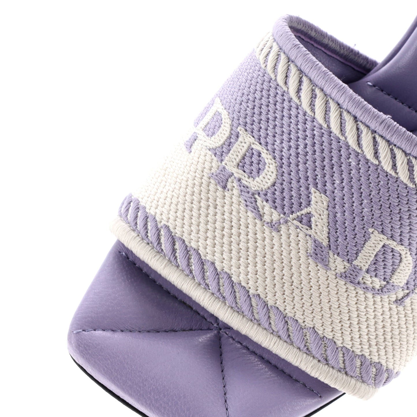 Women's Logo Block Heeled Mule Sandals Leather and Fabric