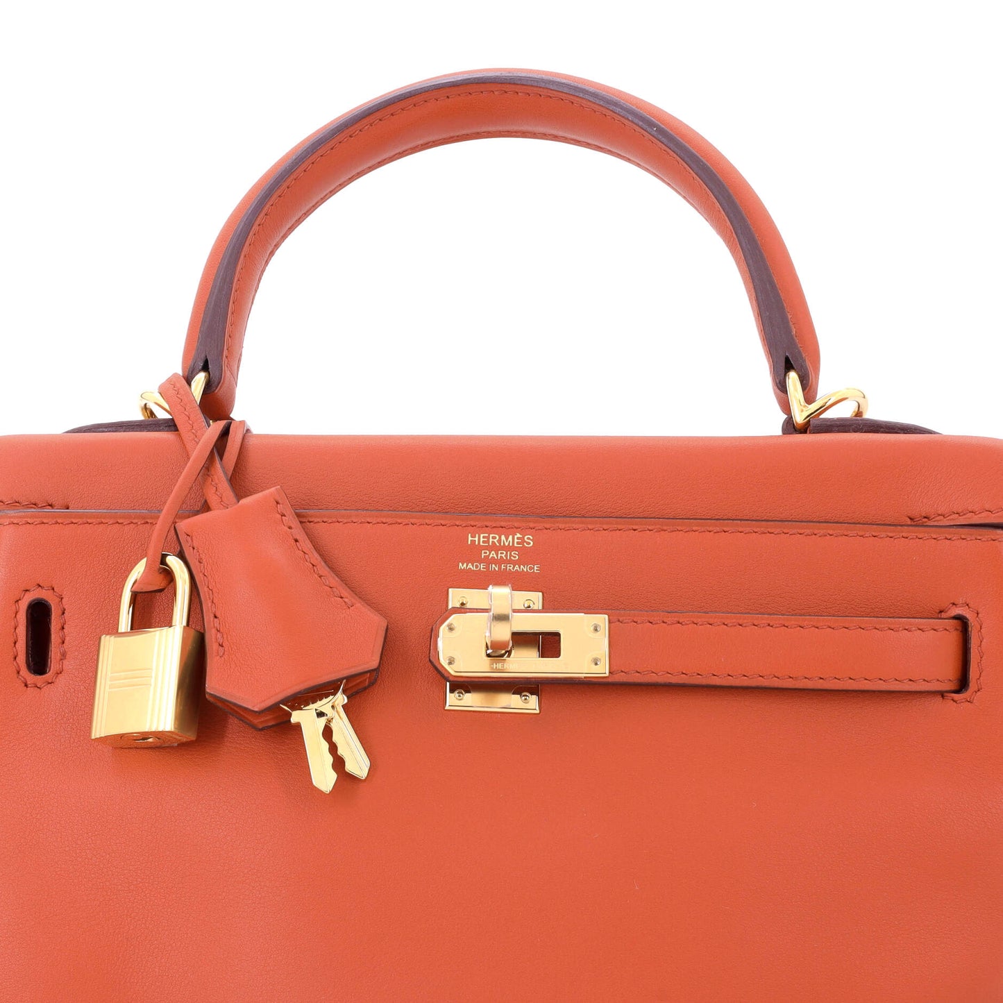 Kelly Handbag Terre Battue Swift with Gold Hardware 25