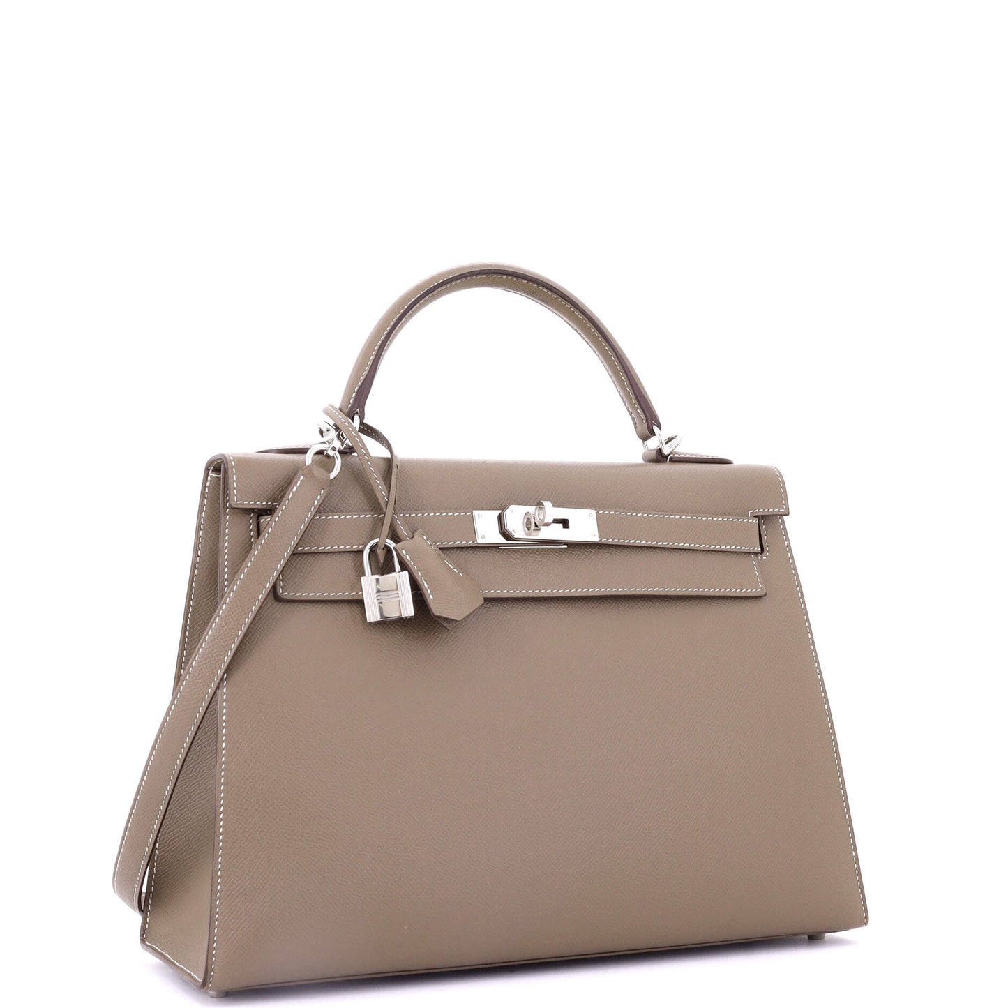 Kelly Handbag Grey Epsom with Palladium Hardware 32