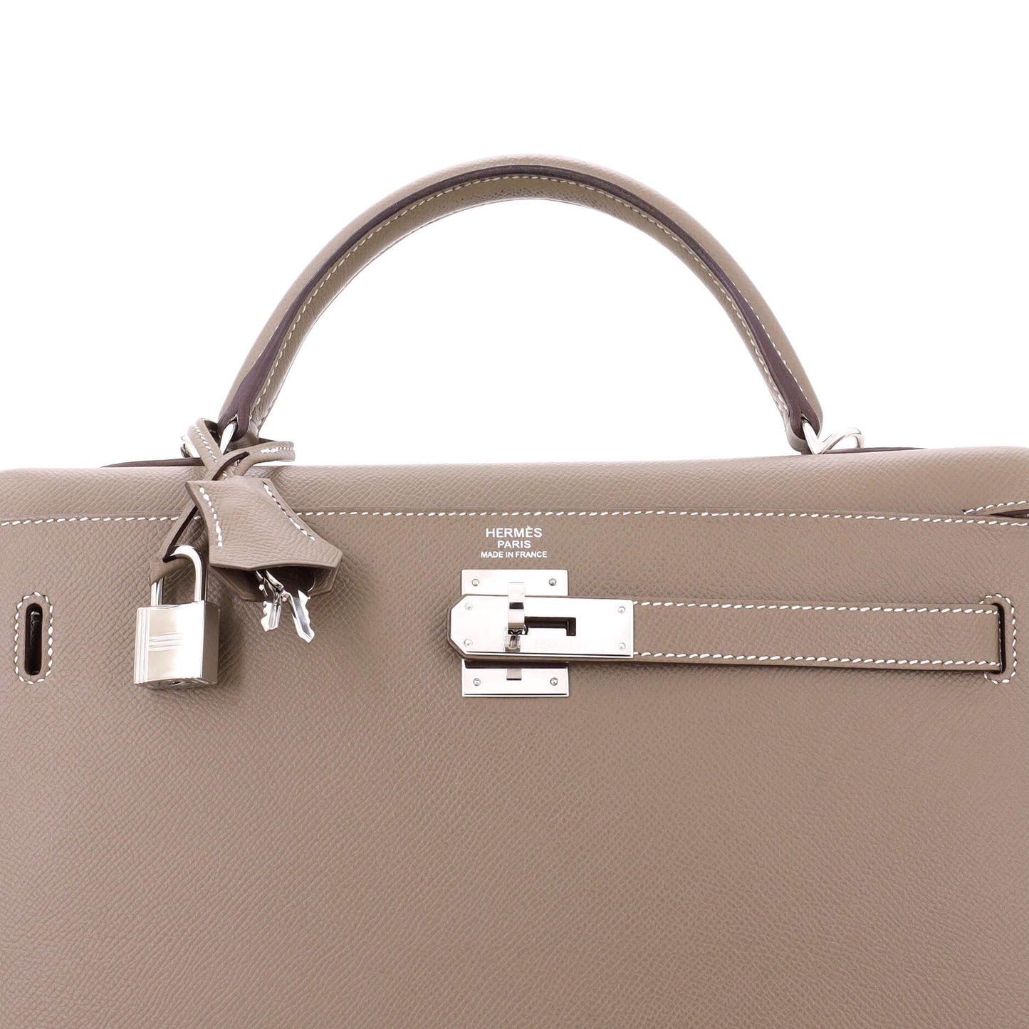 Kelly Handbag Grey Epsom with Palladium Hardware 32