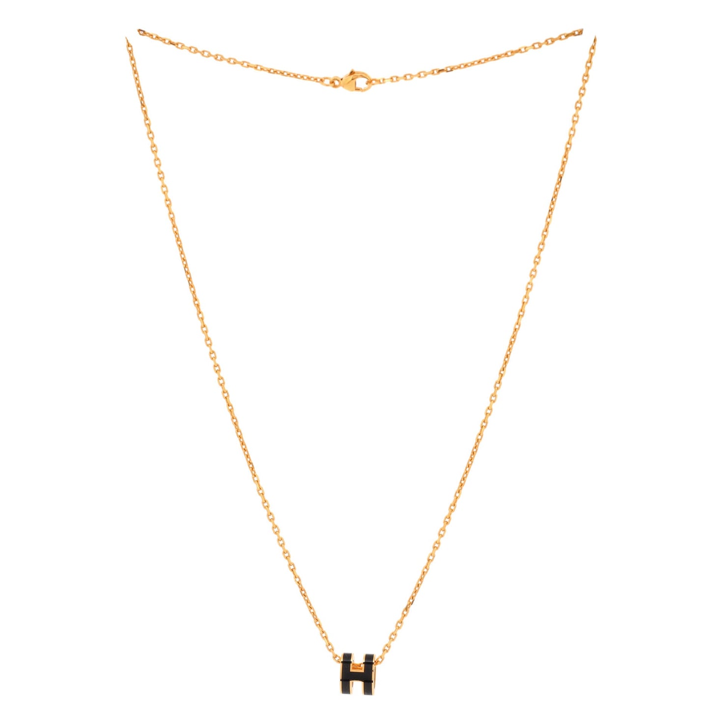 Pop H Pendant Chain Necklace Metal and Enamel Mini