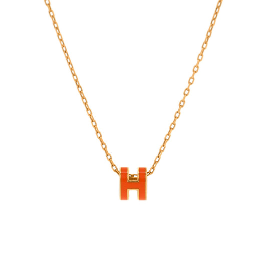 Pop H Pendant Chain Necklace Metal and Enamel Mini