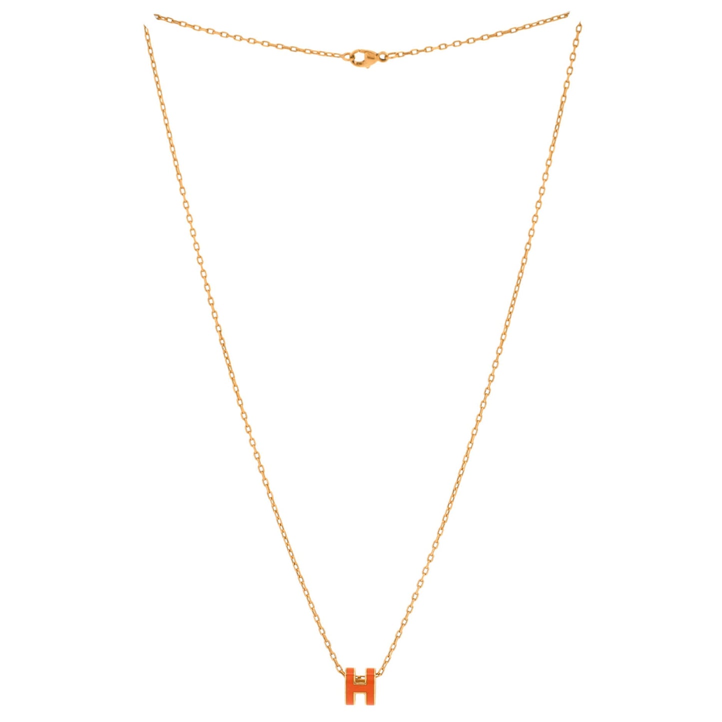 Pop H Pendant Chain Necklace Metal and Enamel Mini