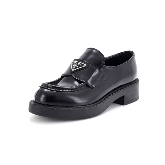 Women's Triangle Logo Loafers Spazzolato Leather