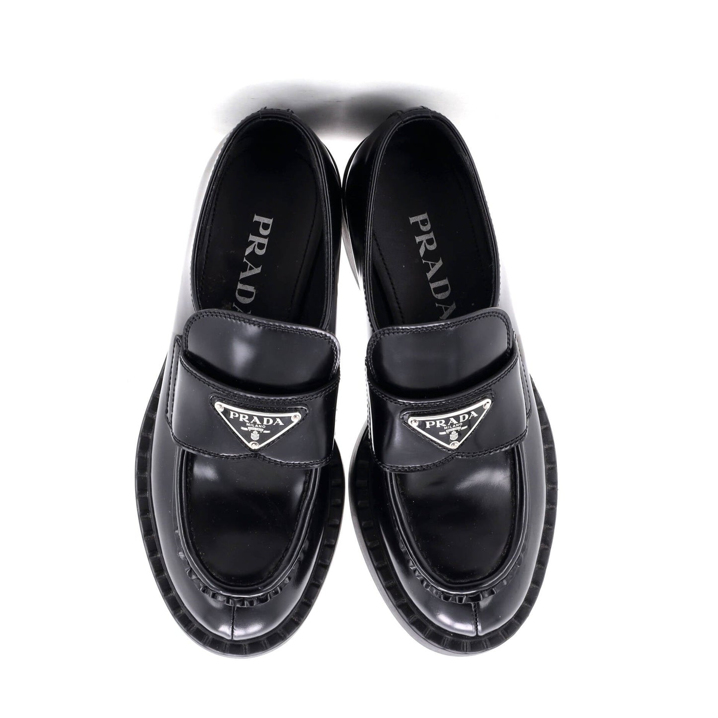 Women's Triangle Logo Loafers Spazzolato Leather