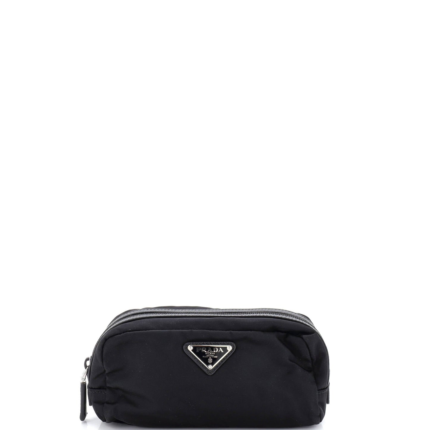 Zip Travel Pouch Re-Nylon with Saffiano Leather