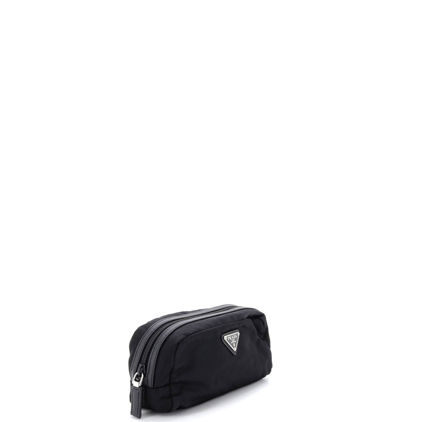 Zip Travel Pouch Re-Nylon with Saffiano Leather