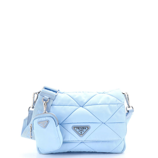 Padded Flap Shoulder Bag Quilted Tessuto