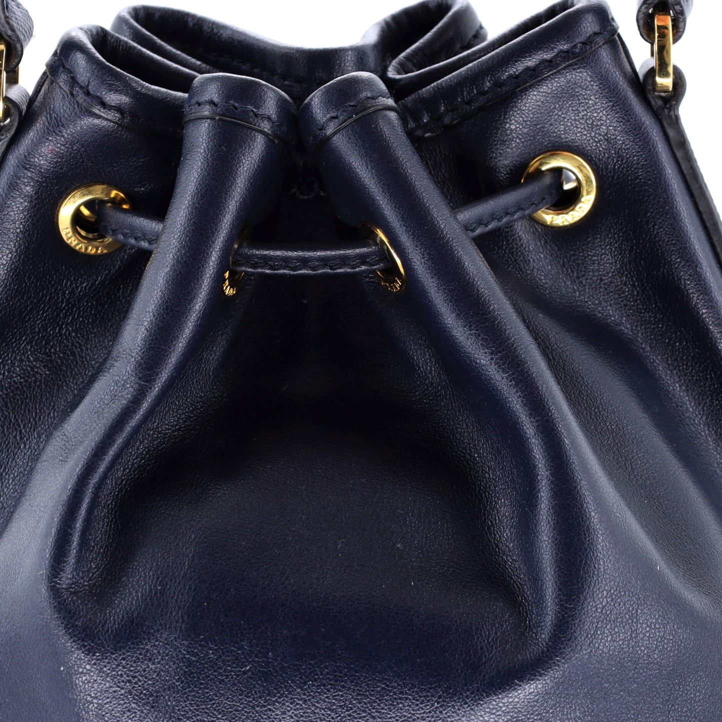 Drawstring Pocket Bucket Bag Soft Calf Small