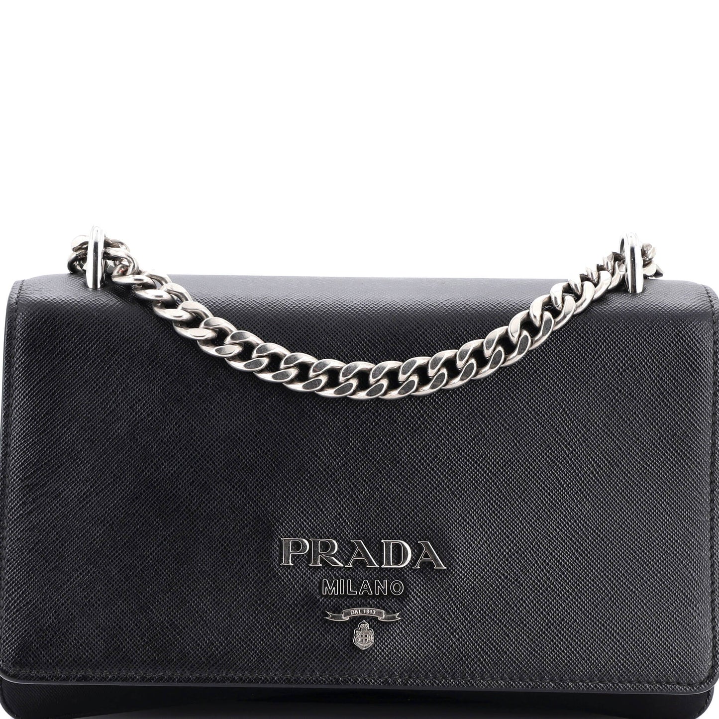 Chain Flap Crossbody Bag Tessuto and Saffiano Leather Medium