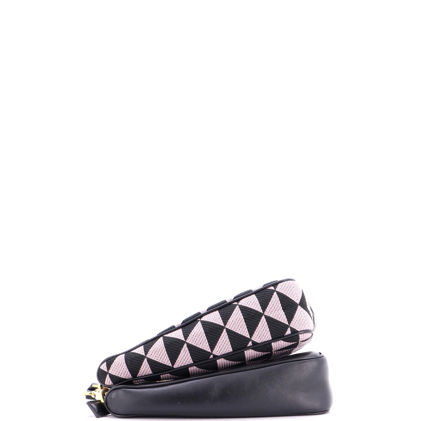Double Symbole Triangle Bag Leather and Jacquard Mini