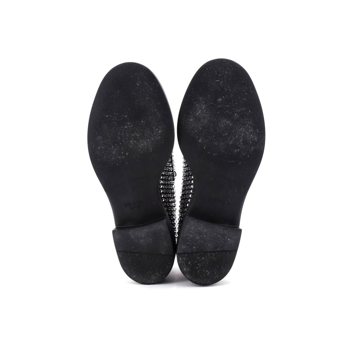 Women's Triangle Logo Loafers Crystal Embellished Satin