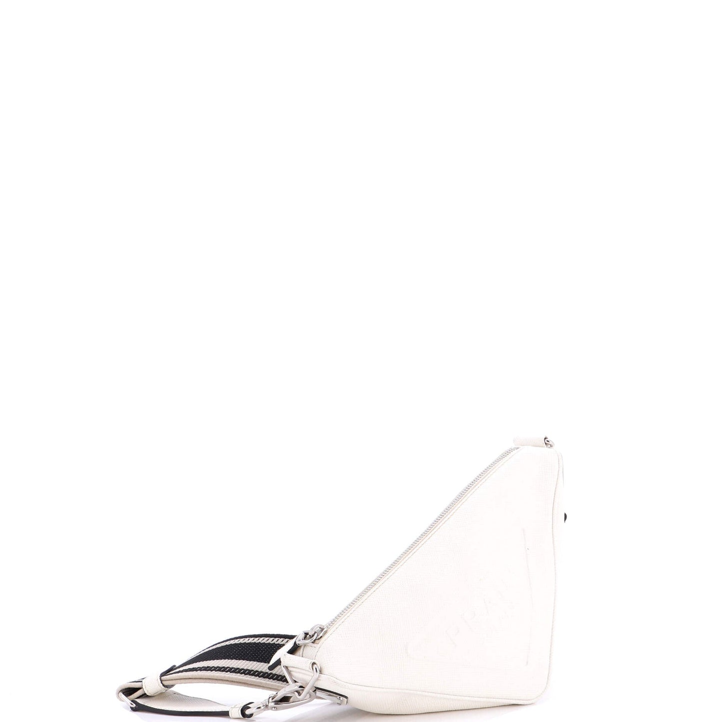 Triangle Logo Zip Crossbody Bag Saffiano Leather Small