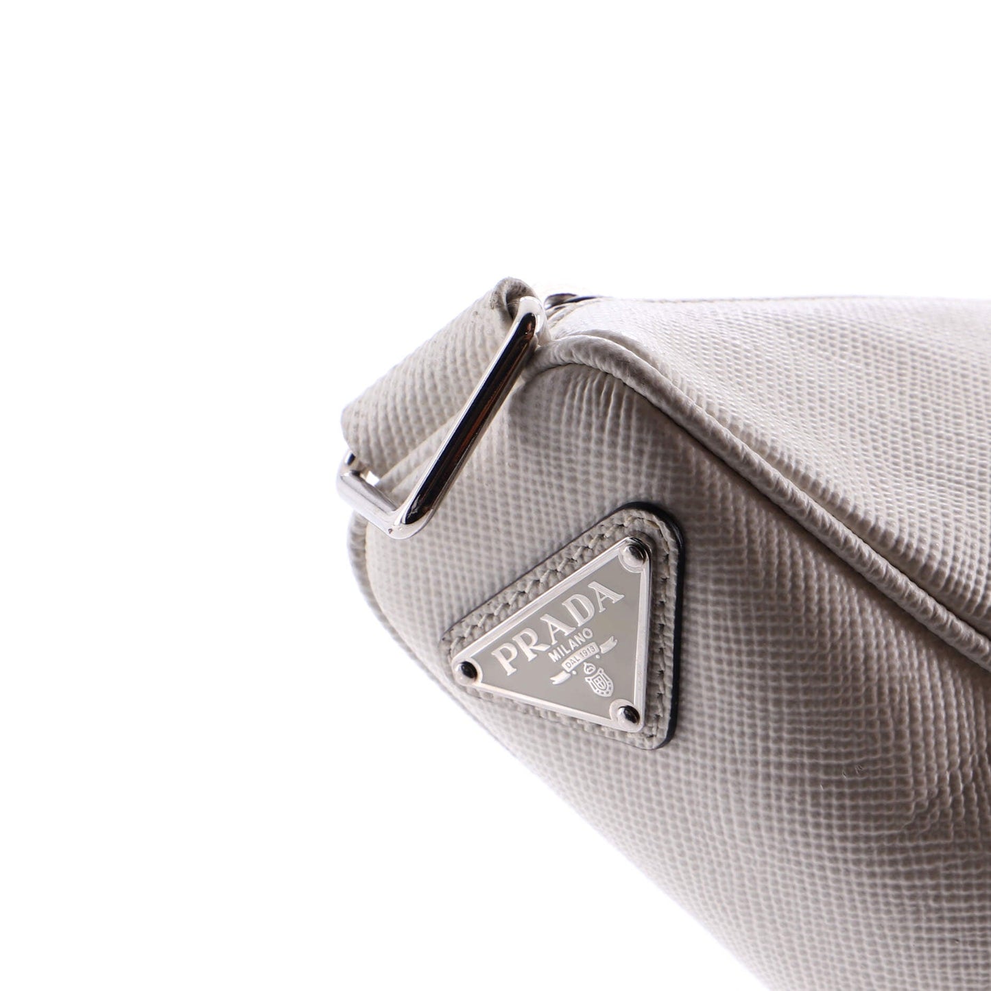 Triangle Logo Zip Crossbody Bag Saffiano Leather Small