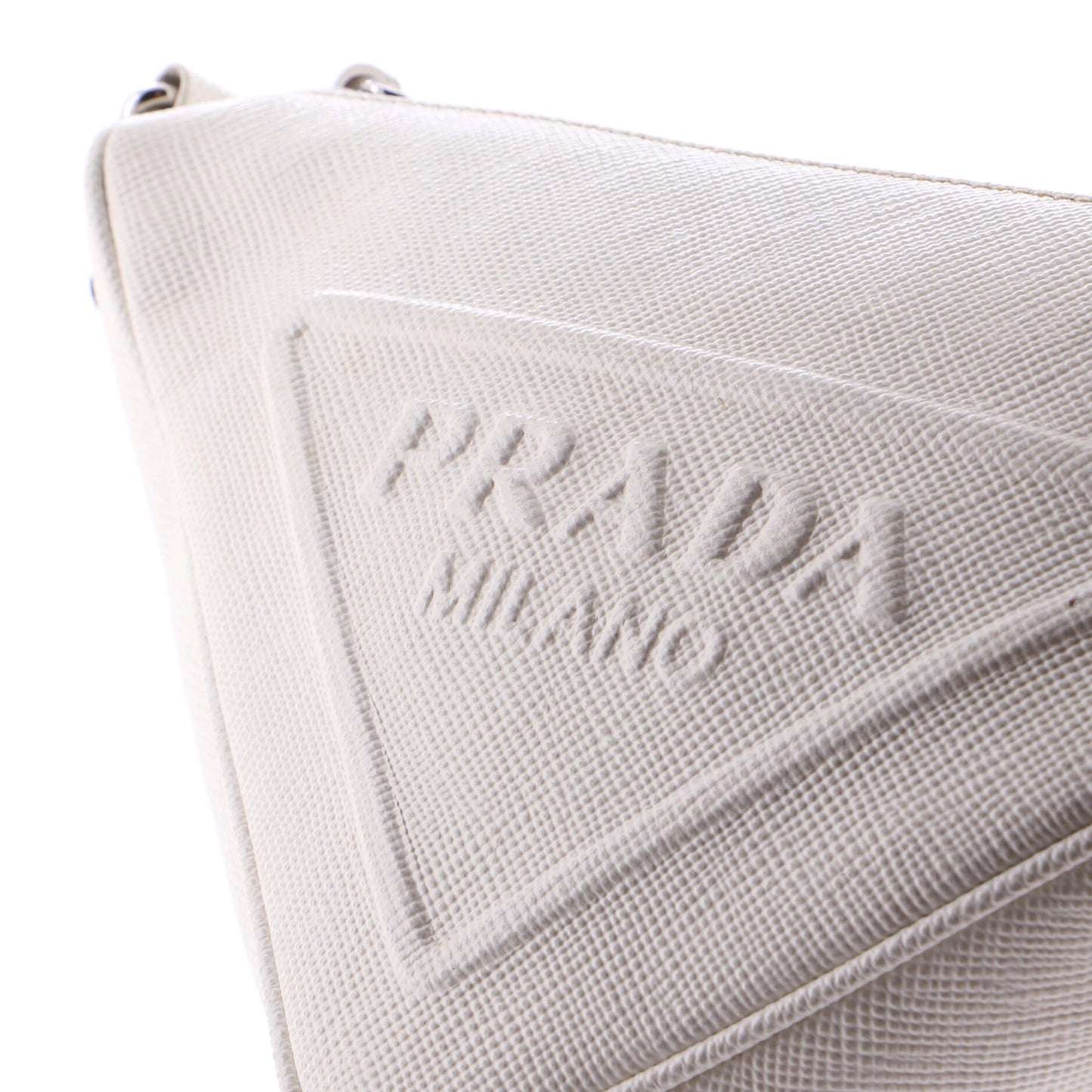 Triangle Logo Zip Crossbody Bag Saffiano Leather Small